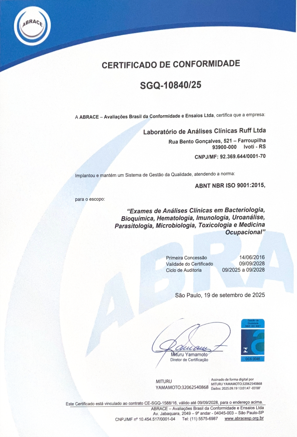 Certificado ISO 2025