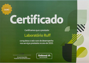 Certificado Selo Ouro Unimed 2023